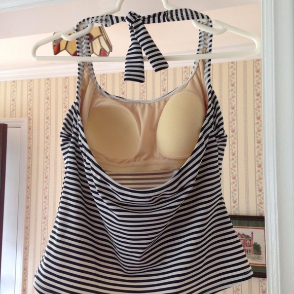 Beach House Tankini Top Stripe Halter Padded 10 - Picture 3 of 6